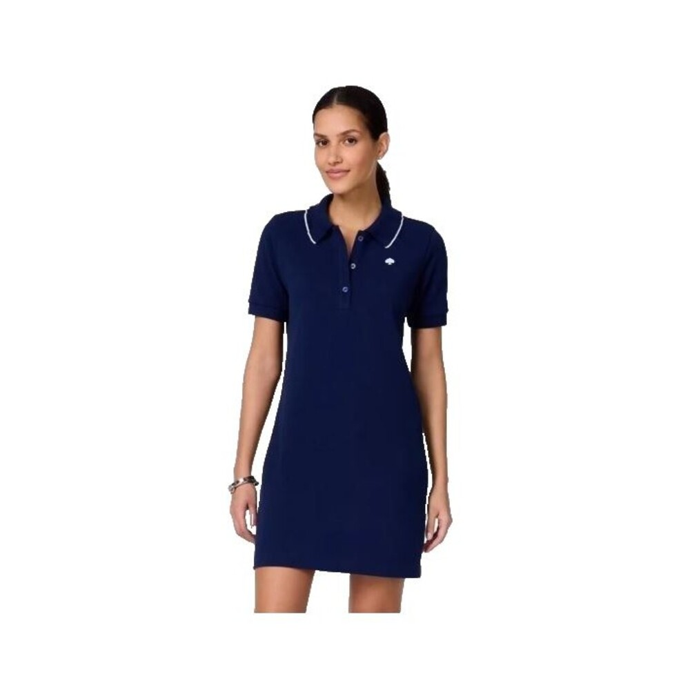 NWT Kate Spade New York Ruffle Logo Polo Dress Navy Blue Size Large